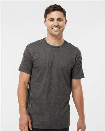 Pretreated Tultex 290 Unisex Heavyweight Jersey T-Shirt - Heather Charcoal - On Model