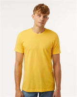 Pretreated Tultex 602CVC Unisex Combed CVC T-Shirt - Heather Gold - On Model