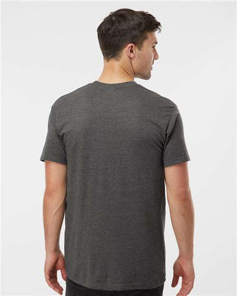 Pretreated Tultex 290 Unisex Heavyweight Jersey T-Shirt - Heather Charcoal - On Model - Back