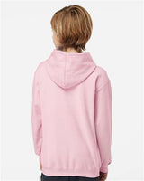 Pretreated Tultex 320Y Youth Hooded Sweatshirt - Light Pink - On Model - Back