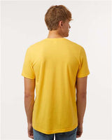 Pretreated Tultex 602CVC Unisex Combed CVC T-Shirt - Heather Gold - On Model - Back