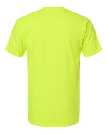 Pretreated Tultex 293 Unisex Heavyweight Jersey Pocket T-Shirt - Safety Green - Back