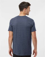 Pretreated Tultex 290 Unisex Heavyweight Jersey T-Shirt - Heather Denim - On Model - Back