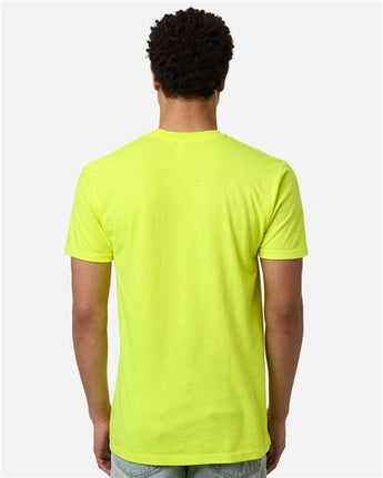 Pretreated Tultex 293 Unisex Heavyweight Jersey Pocket T-Shirt - Safety Green - On Model - Back