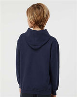 Pretreated Tultex 320Y Youth Hooded Sweatshirt - Navy - On Model - Back