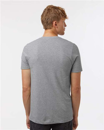 Pretreated Tultex 602CVC Unisex Combed CVC T-Shirt - Heather Grey - On Model - Back