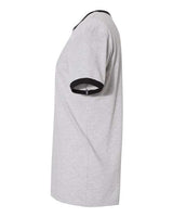 Pretreated Next Level 3604 Unisex Cotton Ringer Tee - Heather Grey/ Black - Side