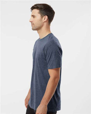Pretreated Tultex 290 Unisex Heavyweight Jersey T-Shirt - Heather Denim - On Model - Side