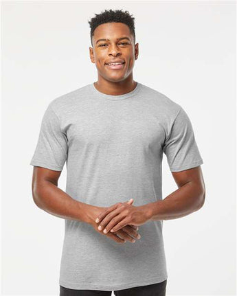 Pretreated Tultex 290 Unisex Heavyweight Jersey T-Shirt - Heather Grey - On Model