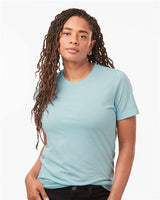 Pretreated Tultex 602CVC Unisex Combed CVC T-Shirt - Heather Ice Blue - On Model