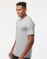 Pretreated Tultex 290 Unisex Heavyweight Jersey T-Shirt - Heather Grey - On Model - Side
