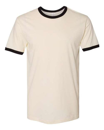 Pretreated Next Level 3604 Unisex Cotton Ringer Tee - Natural/ Black