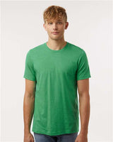 Pretreated Tultex 602CVC Unisex Combed CVC T-Shirt - Heather Kelly - On Model
