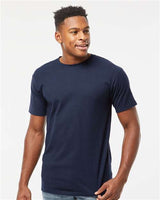 Pretreated Tultex 290 Unisex Heavyweight Jersey T-Shirt - Navy - On Model