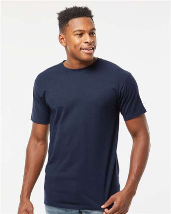 Pretreated Tultex 290 Unisex Heavyweight Jersey T-Shirt - Navy - On Model