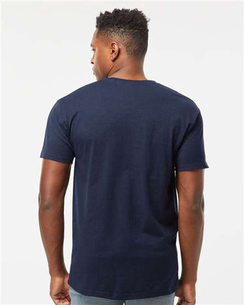 Pretreated Tultex 290 Unisex Heavyweight Jersey T-Shirt - Navy - On Model - Back