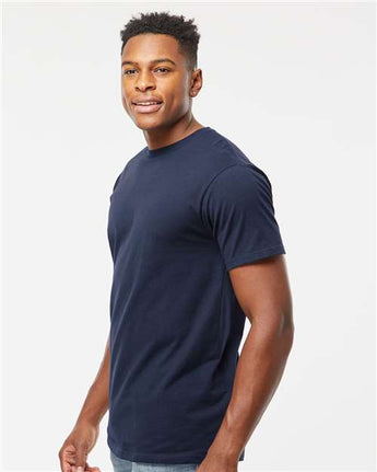 Pretreated Tultex 290 Unisex Heavyweight Jersey T-Shirt - Navy - On Model - Side