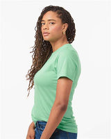 Pretreated Tultex 602CVC Unisex Combed CVC T-Shirt - Heather Light Mint - On Model - Side