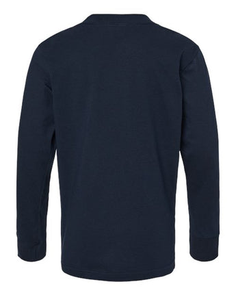 Pretreated Next Level 3311 Youth Cotton Long Sleeve Tee - Midnight Navy - Back