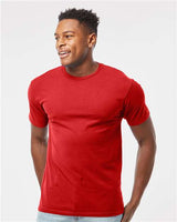 Pretreated Tultex 290 Unisex Heavyweight Jersey T-Shirt - Red - On Model