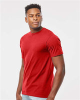 Pretreated Tultex 290 Unisex Heavyweight Jersey T-Shirt - Red - On Model - Side