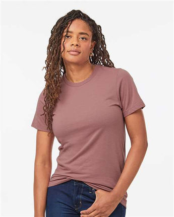 Pretreated Tultex 602CVC Unisex Combed CVC T-Shirt - Heather Mauve - On Model