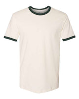 Pretreated Next Level 3604 Unisex Cotton Ringer Tee - Natural/ Forest Green
