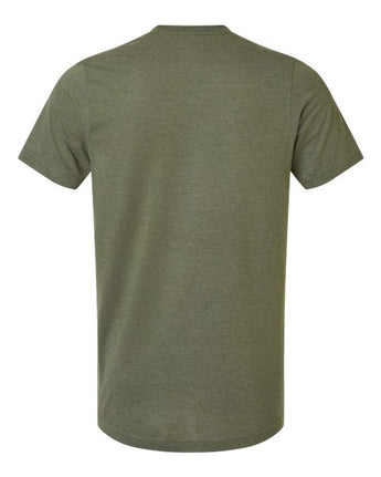 Pretreated Tultex 602CVC Unisex Combed CVC T-Shirt - Heather Military Green - Back