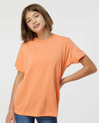 Pretreated Tultex 235 Youth Fine Jersey T-Shirt - Heather Cantaloupe