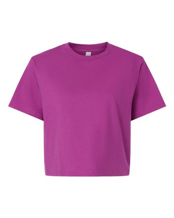Pretreated American Apparel 102 Women's Fine Jersey Mid-Length Boxy Tee - Super Pink