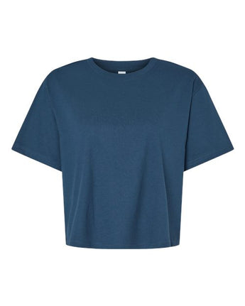 Pretreated American Apparel 102 Women's Fine Jersey Mid-Length Boxy Tee - Sea Blue