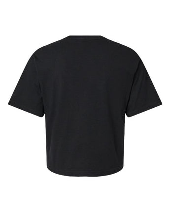 Pretreated American Apparel 102 Women's Fine Jersey Mid-Length Boxy Tee - Black - Back