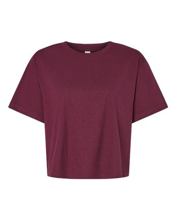 Pretreated American Apparel 102 Women's Fine Jersey Mid-Length Boxy Tee - Burgundy