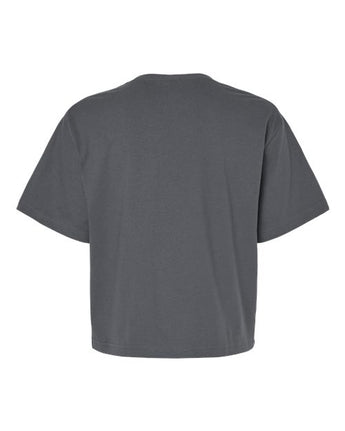 Pretreated American Apparel 102 Women's Fine Jersey Mid-Length Boxy Tee - Asphalt - Back
