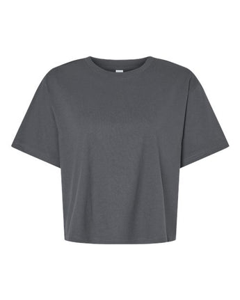 Pretreated American Apparel 102 Women's Fine Jersey Mid-Length Boxy Tee - Asphalt
