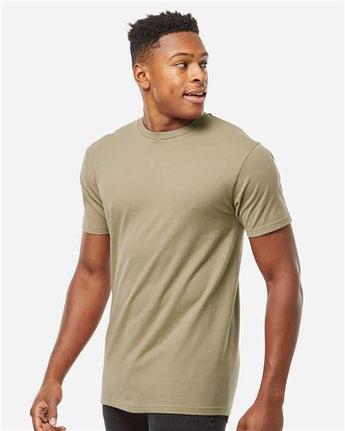 Pretreated Tultex 290 Unisex Heavyweight Jersey T-Shirt - Sand - On Model - Side