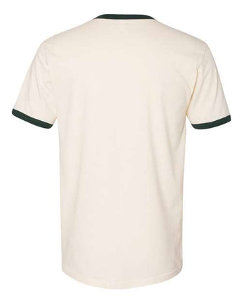 Pretreated Next Level 3604 Unisex Cotton Ringer Tee - Natural/ Forest Green - Back