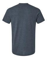 Pretreated Tultex 602CVC Unisex Combed CVC T-Shirt - Heather Navy Blue - Back