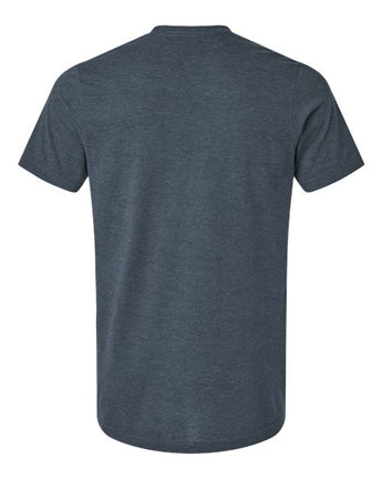 Pretreated Tultex 602CVC Unisex Combed CVC T-Shirt - Heather Navy Blue - Back