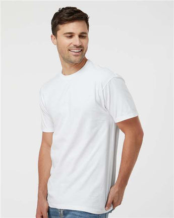 Pretreated Tultex 290 Unisex Heavyweight Jersey T-Shirt - White - On Model - Side