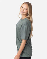 Pretreated econscious EC1070 Unisex Reclaimist Fiber Vibes T-Shirt - Sage Leaf - On Model - Side
