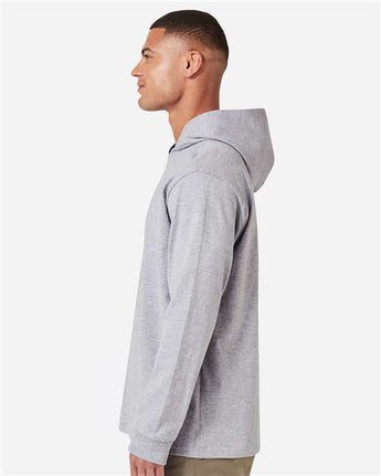 Pretreated Gildan 75500 Unisex Hammer Maxweight Hooded T-Shirt - Sport Grey - On Model - Side