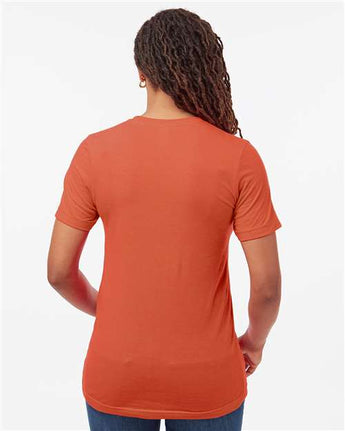 Pretreated Tultex 602CVC Unisex Combed CVC T-Shirt - Heather Orange - On Model - Back