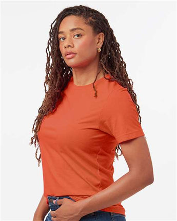 Pretreated Tultex 602CVC Unisex Combed CVC T-Shirt - Heather Orange - On Model - Side