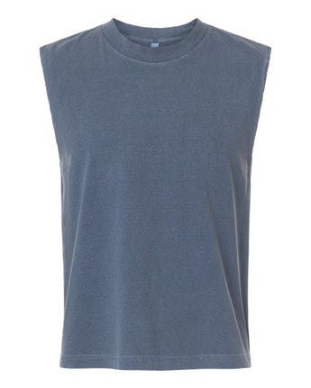 Pretreated American Apparel 207GD Unisex Heavyweight Cotton Garment-Dyed Boxy Muscle Tee - Faded Navy