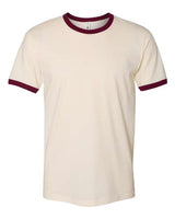Pretreated Next Level 3604 Unisex Cotton Ringer Tee - Natural/ Maroon