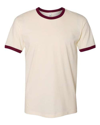 Pretreated Next Level 3604 Unisex Cotton Ringer Tee - Natural/ Maroon