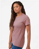Pretreated Tultex 602CVC Unisex Combed CVC T-Shirt - Heather Orchid - On Model - Side