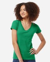 Pretreated Tultex 214 Women's Fine Jersey V-Neck T-Shirt - Kelly Green