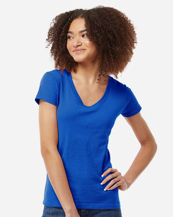 Pretreated Tultex 214 Women's Fine Jersey V-Neck T-Shirt - Royal